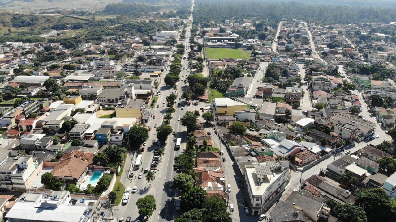Vista aérea da área urbana de Seropédica, no estado do Rio de Janeiro